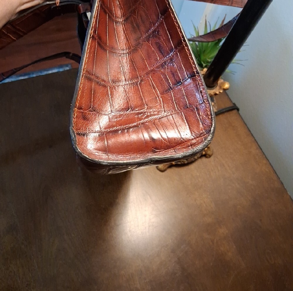 Adrienne Vittadini Rich Brown Croc-Embossed Tote Bag - Picture 2 of 13
